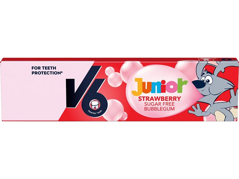 [2046929] V6 Kaugummi Junior Strawberry 22 g