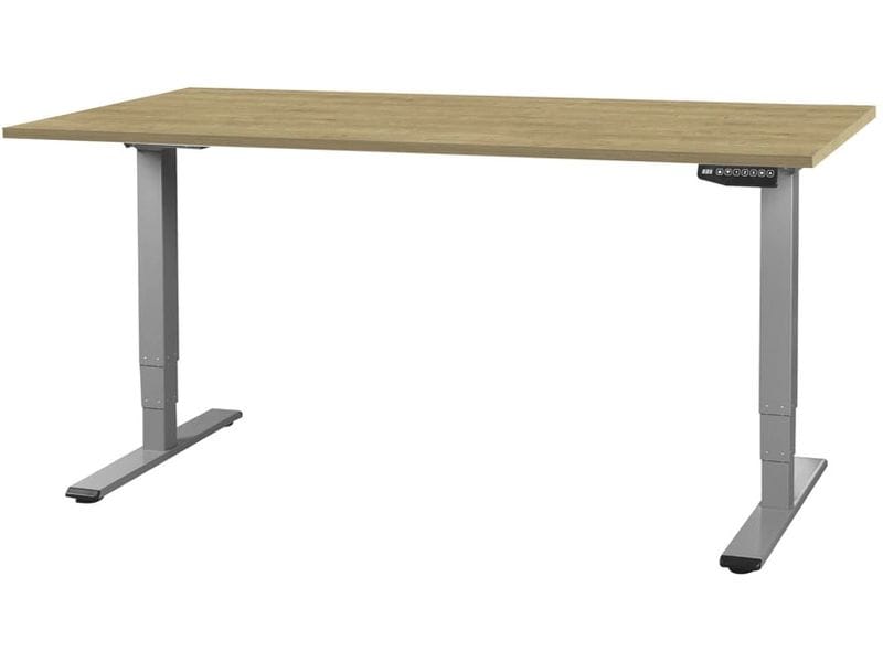 [2087751] Contini höhenverstellbarer Bürotisch 1.4 x 0.8 m, Eiche/Dunkelgrau