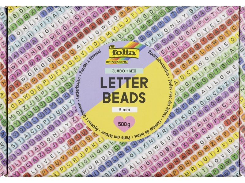 [2150591] Folia Buchstabenperlen Jumbo Mix 5 mm, 500g, farbig sortiert