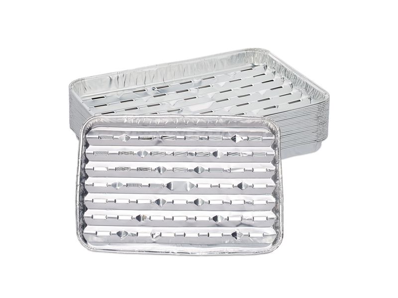 [2157839] relaxdays Grillschalen Eckig, Aluminium, 25er Set, Silber, 34 x 22 cm