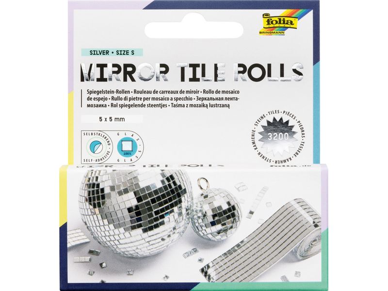 [1883991] Folia Sticker auf Rolle Spiegelsteine 5 x 5 mm, 2 Rollen