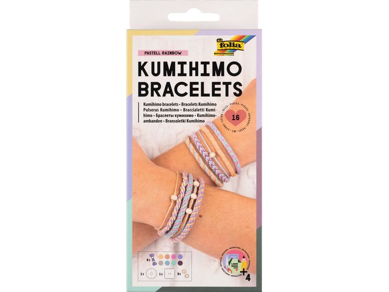 [2150150] Folia Kumihimo Bracelets PASTELL RAINBOW 16-teilig