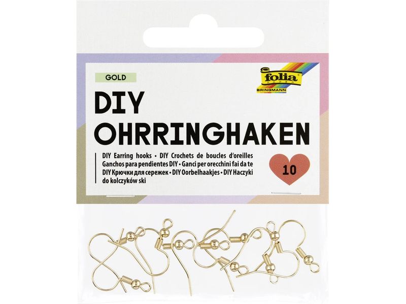 Folia DIY Ohrringhaken Goldfarben 18 x 20 mm, 10 Stück