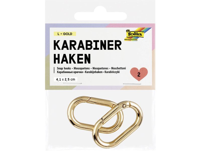 Folia Karabinerhaken L 4.1 x 2.5 cm Gold 2 Stück