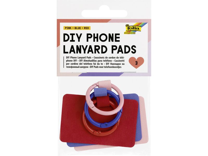 Folia DIY Phone Lanyard Pads 3 Stück, Mehrfarbig