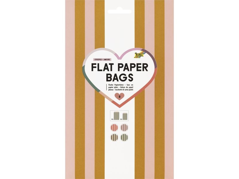 Folia Flat Paper Bags Stripes AMORE 8 Stück