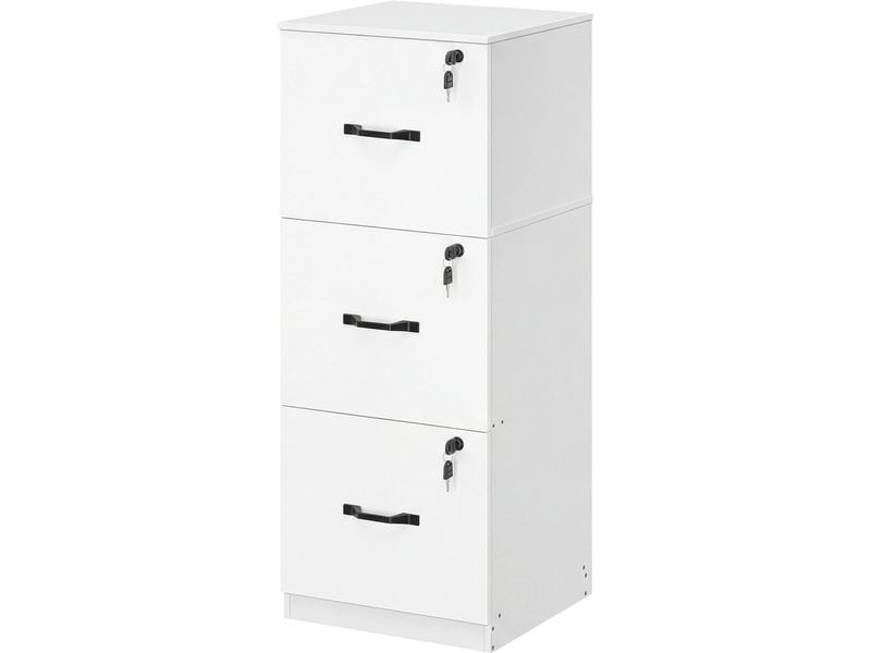 VASAGLE Aktenschrank Holzspanplatte 3 Schubladen Wolkenweiss