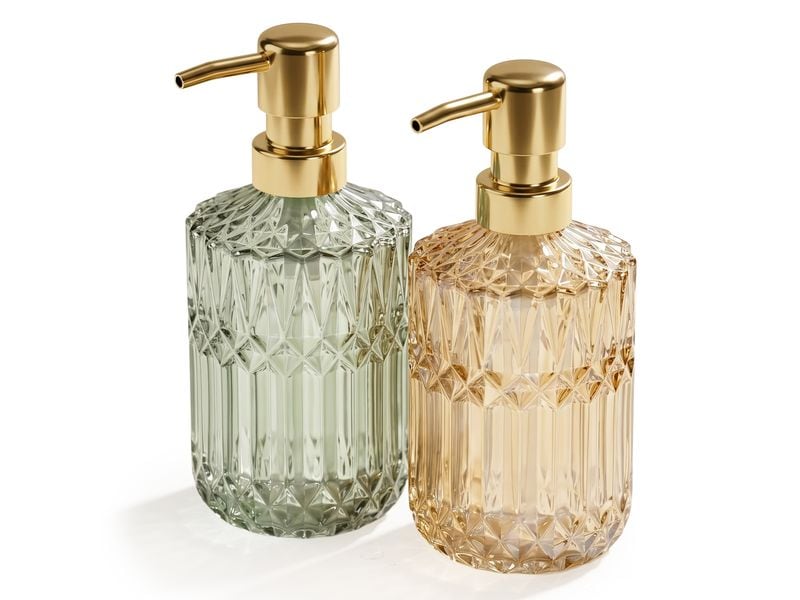 [2157855] relaxdays Seifenspender Seifenspender 400 ml, Grün/Gold/Weiss
