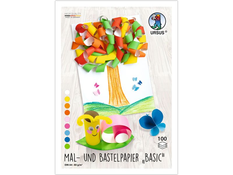 URSUS Mal- und Bastelpapier A4 80 g/m² 9 Farben sortiert