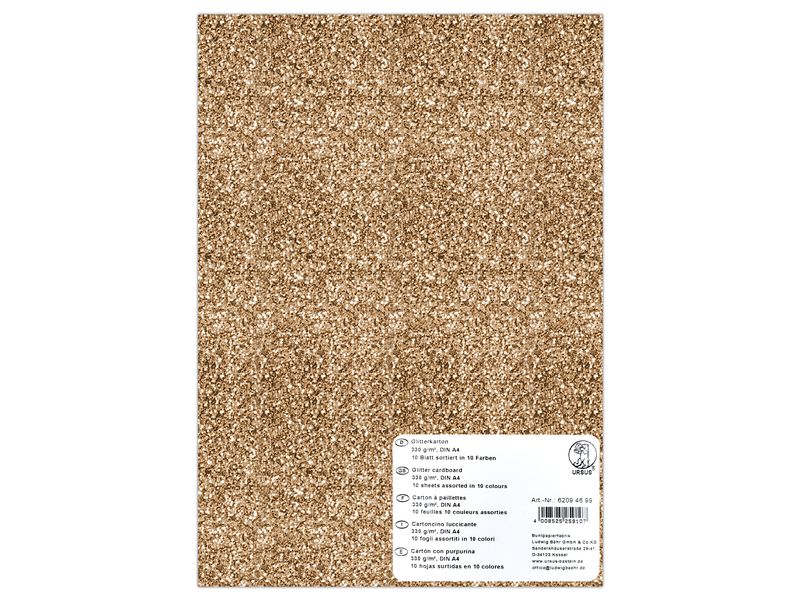 URSUS Bastelpapier Malpapier Glitzer A4, 330 g/m²,  Mehrfarbig