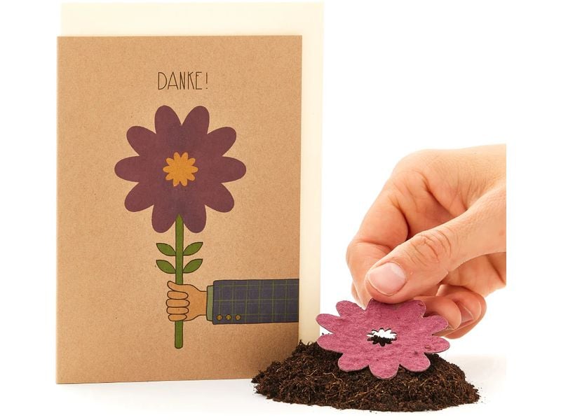 Die Stadtgärtner Dankeskarte Klappkarte A6 mit Blumensamen und Couvert