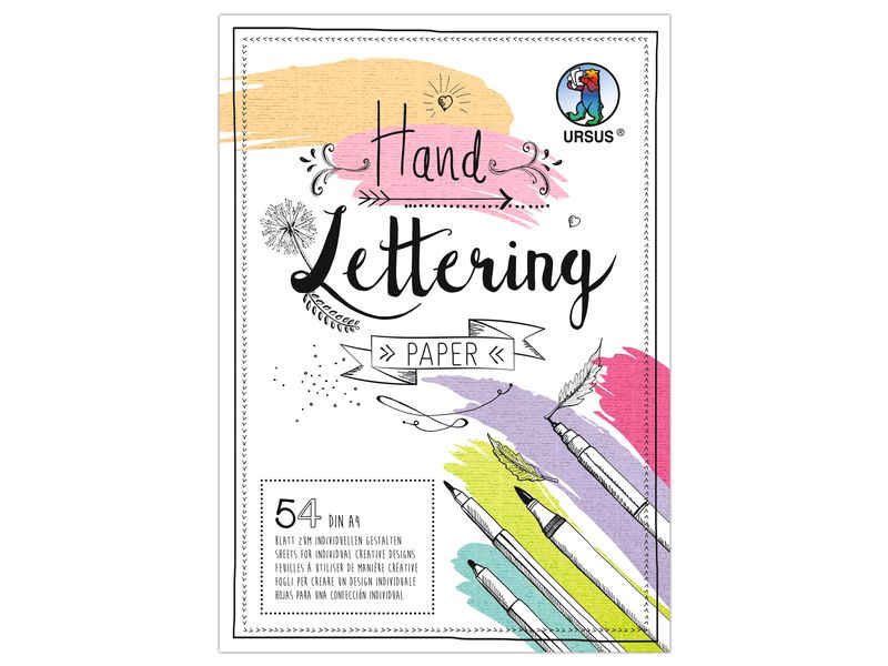 URSUS Malblock Handlettering Paper, 220g, 27 Farben, A4, 54 Blatt