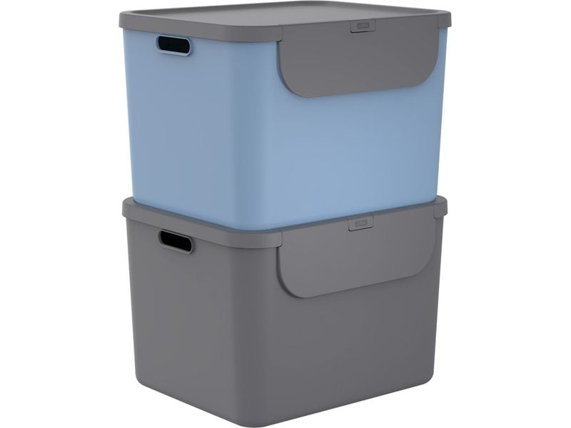 [2016504] Rotho Recyclingbehälter ALBULA 2 tlg. 110 l, Blau/Anthrazit