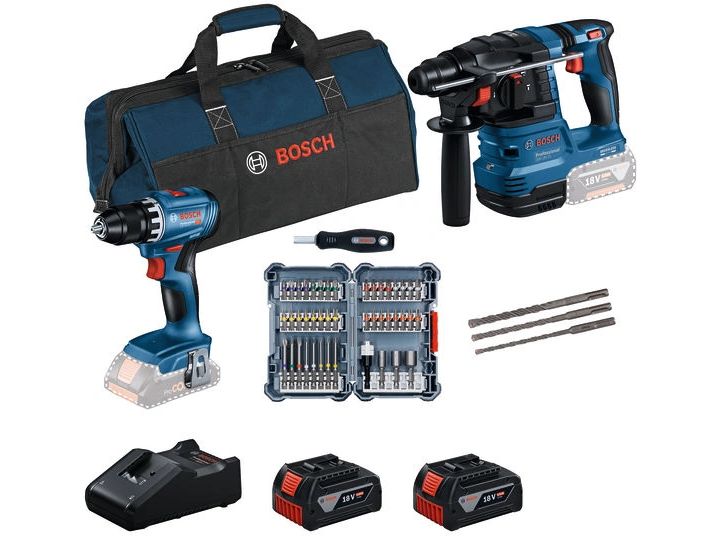 Bosch Professional Akku-Werkzeugset GSR 18 V-45 + GBH 18 V-22