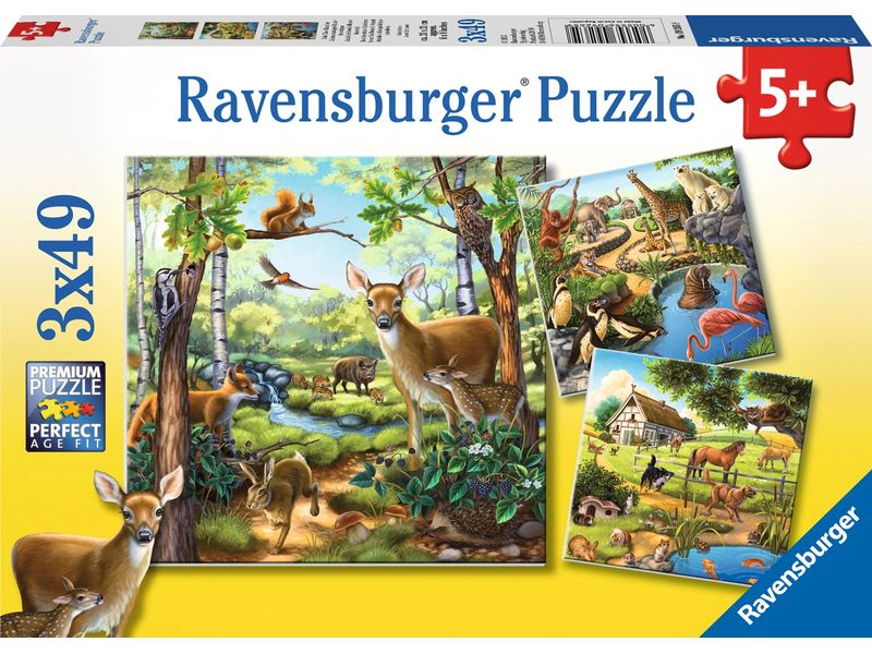 Ravensburger Puzzle Wald-/Zoo-/Haustiere 3 x 49 Teile