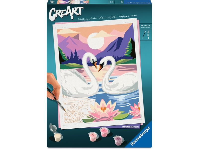 Ravensburger Malen nach Zahlen CreArt, Adults Trend – Eleganz der Schwäne