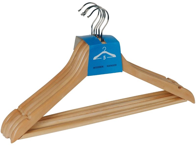 [2079329] Wenko Kleiderbügel Formbügel Eco Holz 5er-Set Nature/Keine Angabe