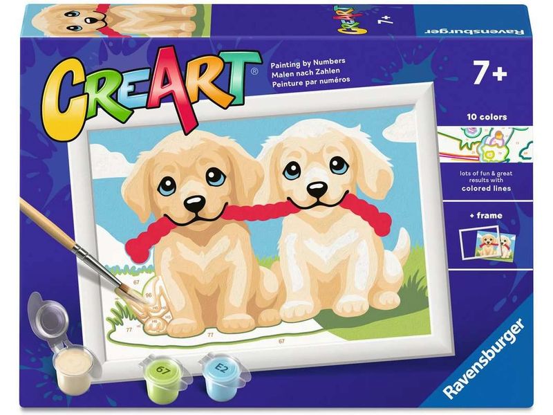 Ravensburger Malen nach Zahlen CreArt – Spielende Hunde