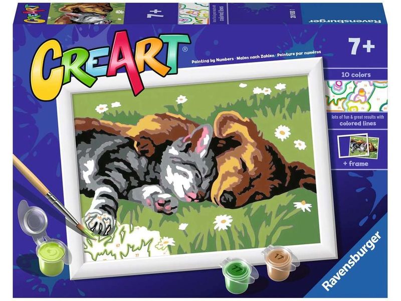 Ravensburger Malen nach Zahlen Schlafende Katze und Hund
