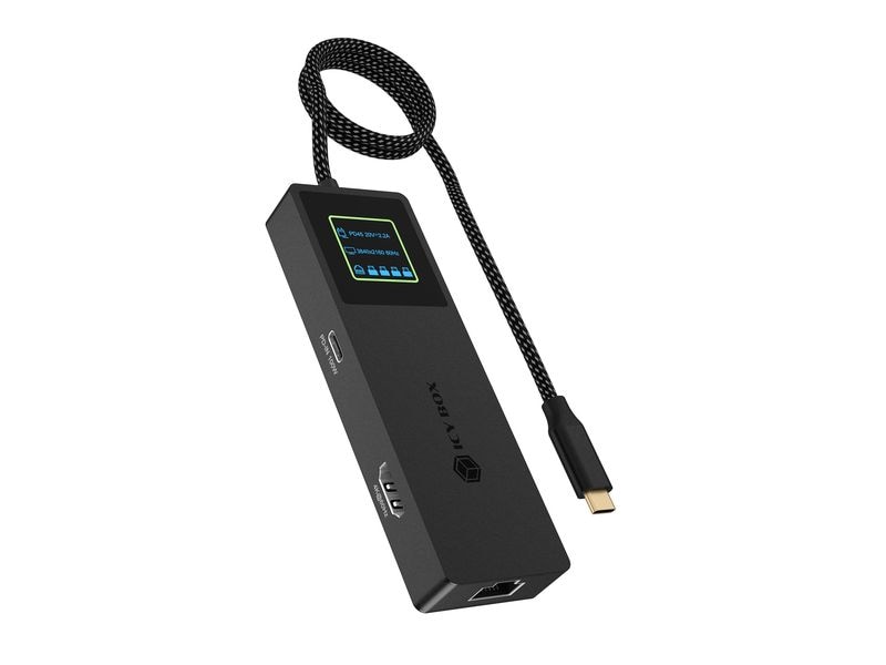 ICY BOX Dockingstation Spade Dock 4038 7-in-1, LCD, 10 Gbps, PD 100W