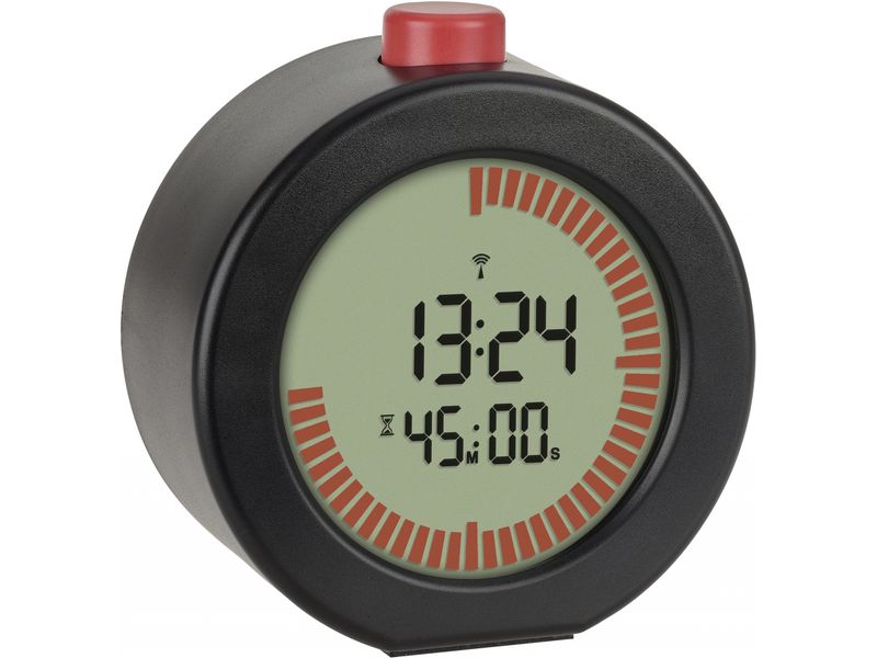 [2156110] TFA Dostmann Digitaler Funk-Wecker mit Timer Schwarz Rot