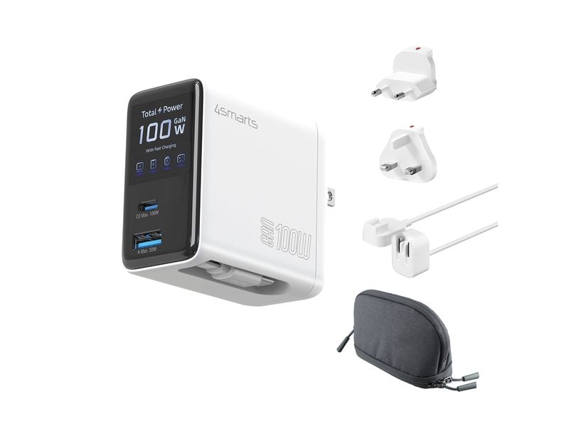 4smarts GaN Flex Screen AI 100W 2 USB-C+1 USB-A Travel
