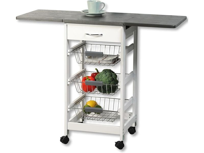 [2163036] Kesper Küchenwagen mit ausklappbarer Arbeitsplatte Weiss Grau