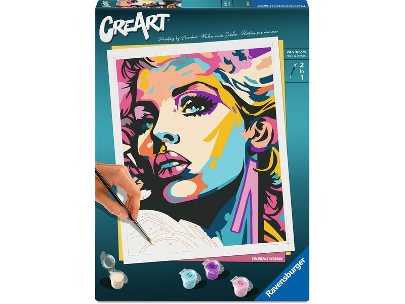 Ravensburger Malen nach Zahlen CreArt, Adults Trend – Farbenfrohe Frau