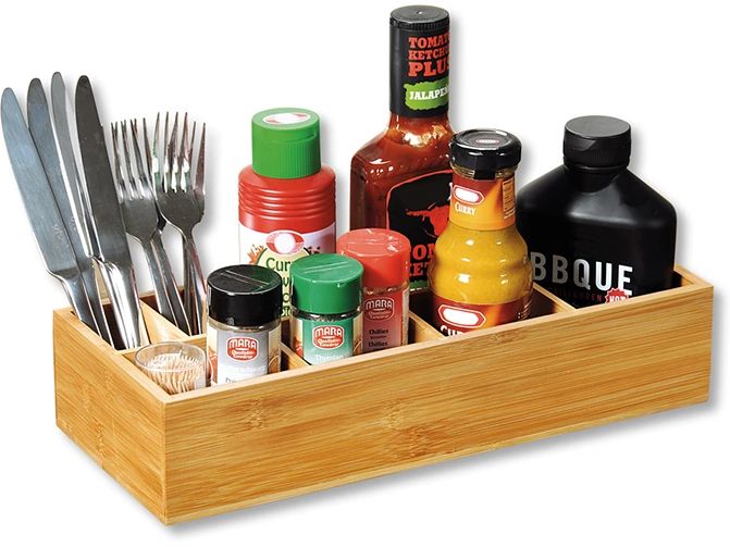 Kesper Küchenorganizer Bambus Natur 8 Fächer 36 x 15 x 7.5 cm