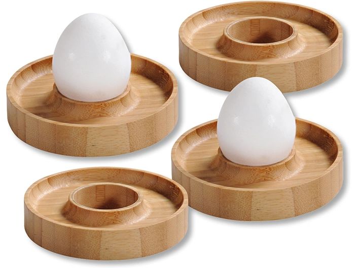 Kesper Eierbecher Bambusholz 4er-Set mit Schalenablage
