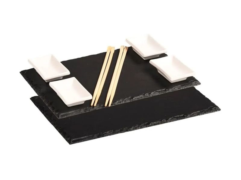 Kesper Sushi-Set Schiefer Bambus Porzellan 6-teilig