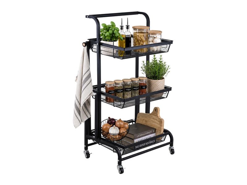 relaxdays Küchenwagen Küchenwagen 44 x 94.5 x 30 cm, Schwarz