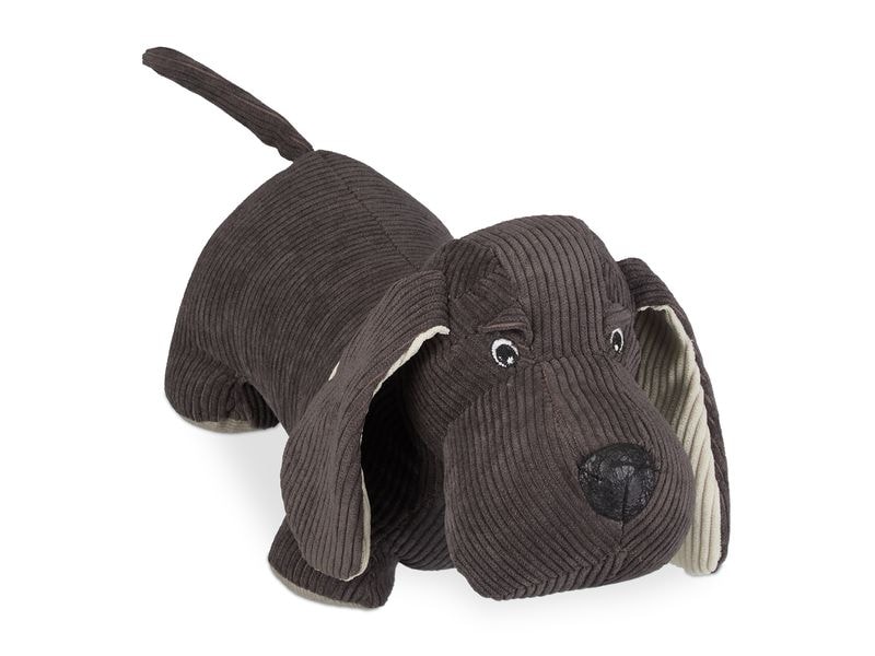 relaxdays Türstopper Hund Polyester Kunstleder Braun 14 x 32 x 14 cm