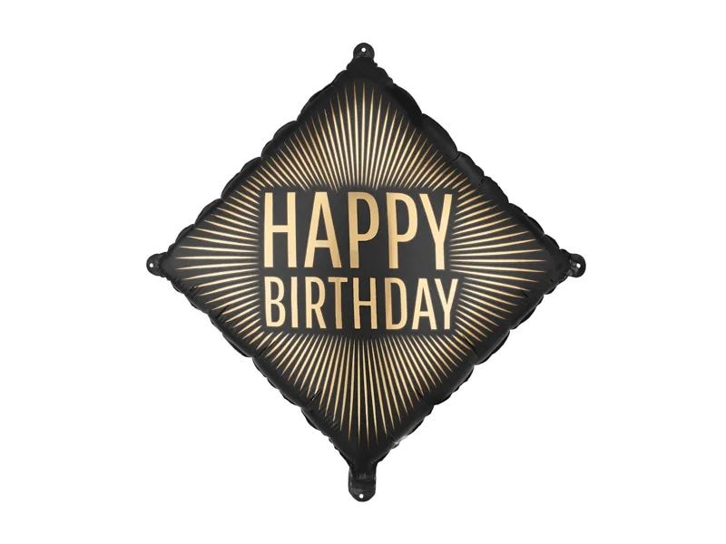 Partydeco PartyDeco Folienballon Happy Birthday Schwarz/Gold