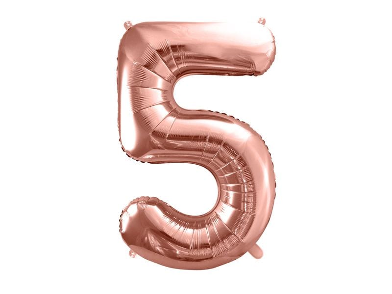Partydeco Folienballon Ziffer 5 86 cm, Rosegold