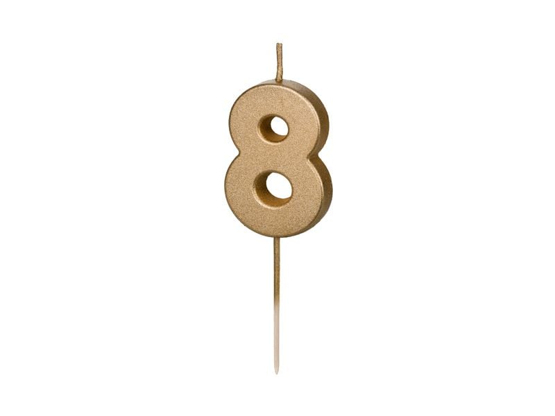 [2178454] Partydeco PartyDeco Geburtstagskerze Ziffer 8 Gold 1 Stück