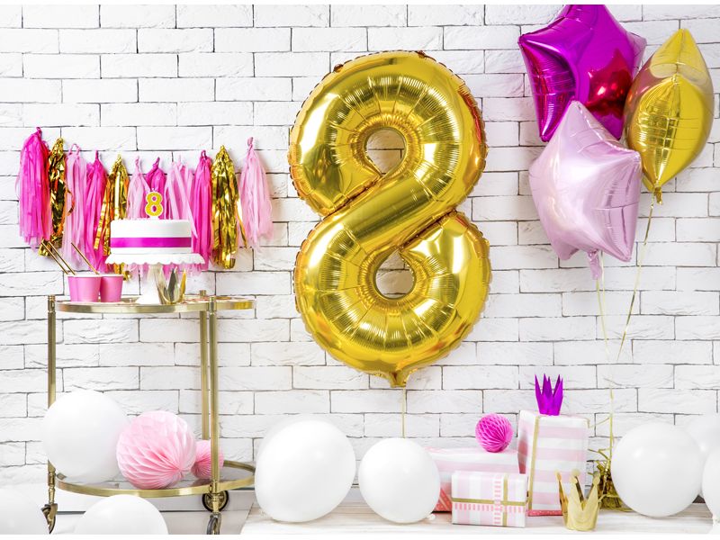 [2178465] Partydeco PartyDeco Geburtstagskerze Ziffer 8 Gold 1 Stück