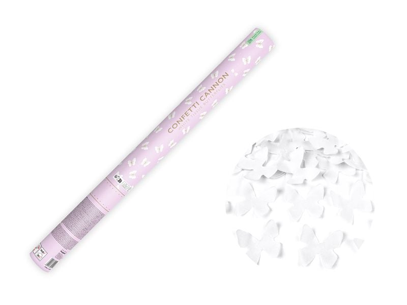 [2178482] Partydeco Konfettikanone Schmetterlinge Weiss, 60 cm