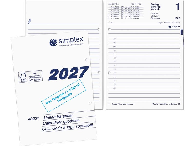 [2053177] Simplex Pultkalender 2027 12.5 x 17.5 cm
