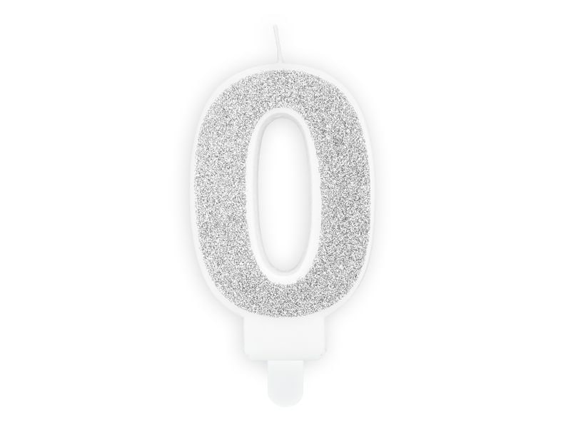 [2178467] Partydeco PartyDeco Geburtstagskerze Ziffer 0 Silber 1 Stück