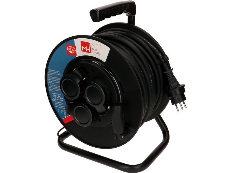 [2053780] Max Hauri Kabelrolle 3x Typ 13 IP55 33m schwarz