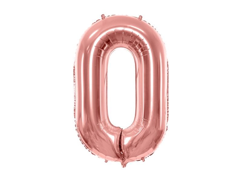 Partydeco Folienballon Ziffer 0 86 cm, Rosegold