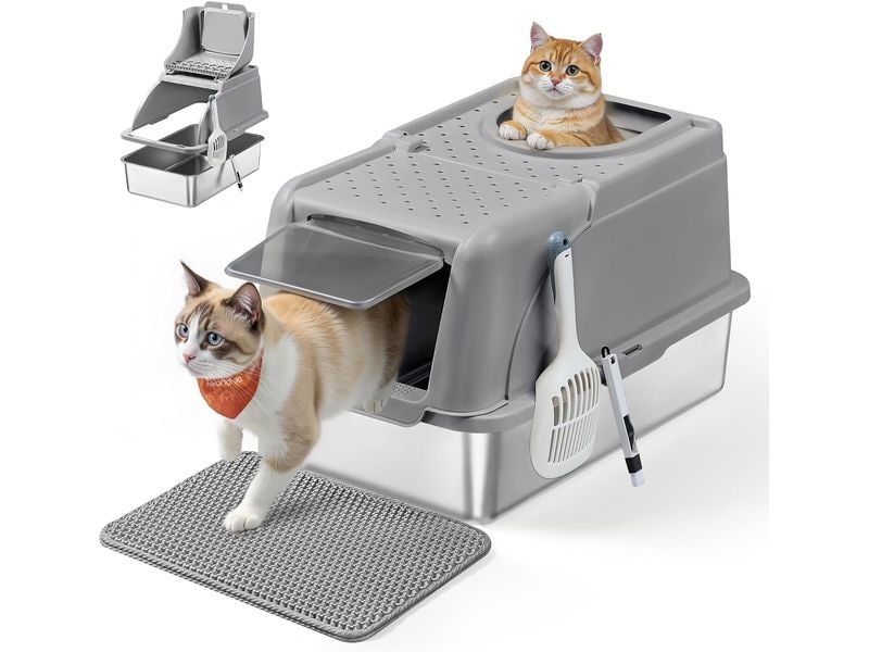 Feandrea Katzentoilette Edelstahl XL 61 x 41 x 36.5 cm