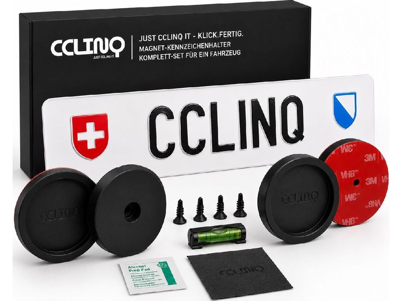 [2182466] CCLINQ Kennzeichenhalter Magnetisch Rahmenloser Halter für CH DE AT