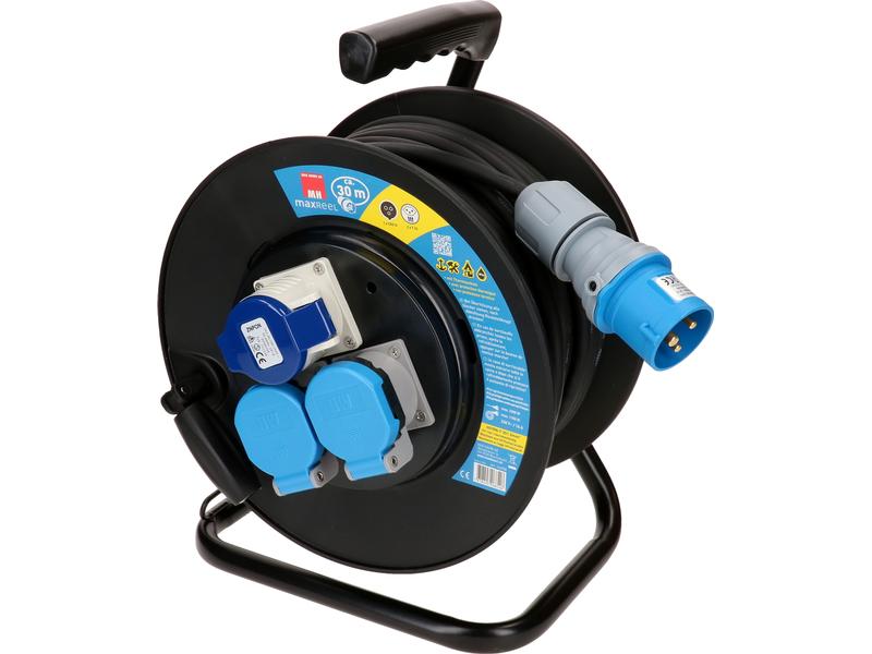 [1566253] Max Hauri Kabelrolle 30 m, 2x T23, 1x CEE16/3, Schwarz