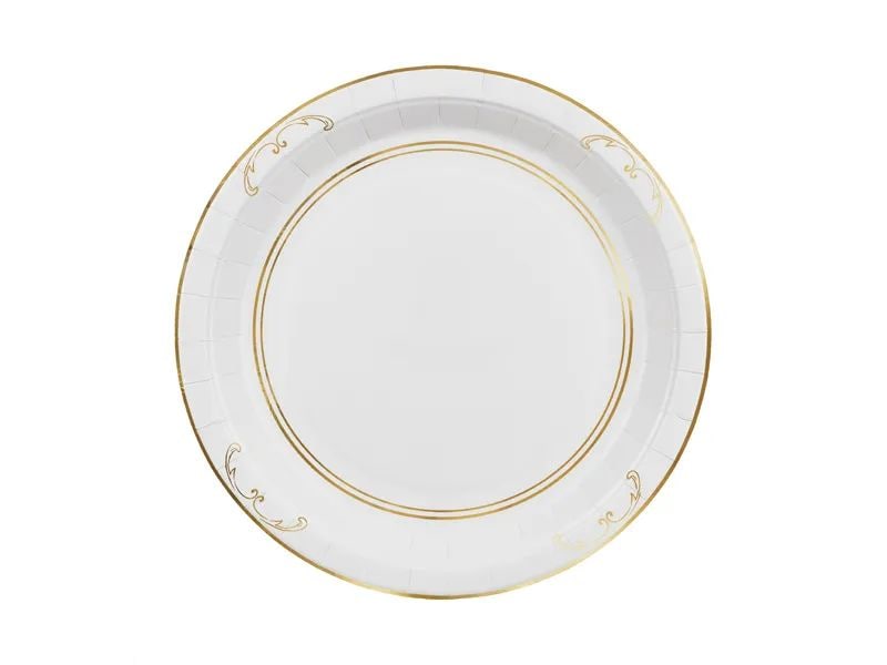 Partydeco PartyDeco Pappteller mit Ornament Weiss, 6er-Set 6 Stück