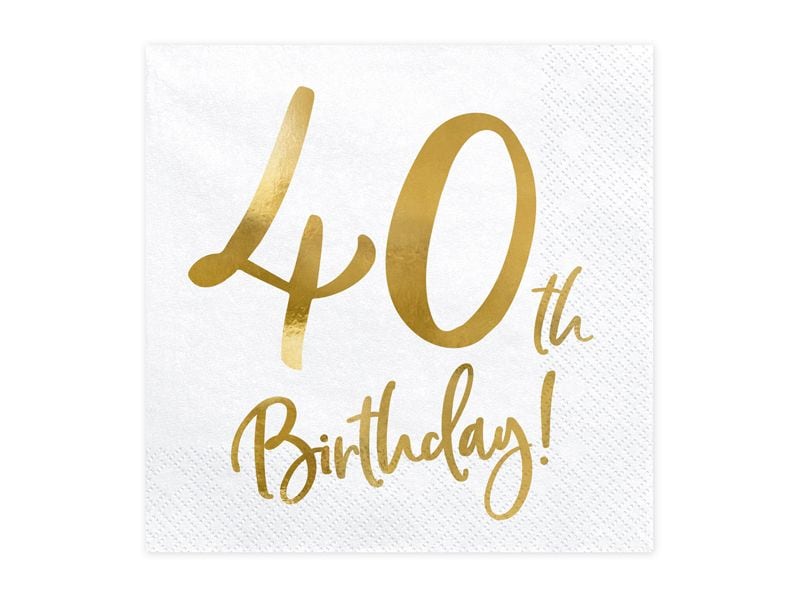 Partydeco PartyDeco Servietten 40th Birthday, 20er-Set 33 cm x 33 cm