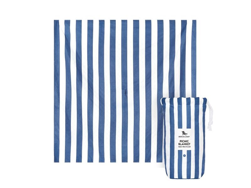 Dock & Bay Picknickdecke 170 x 170 cm, Weiss/Blau