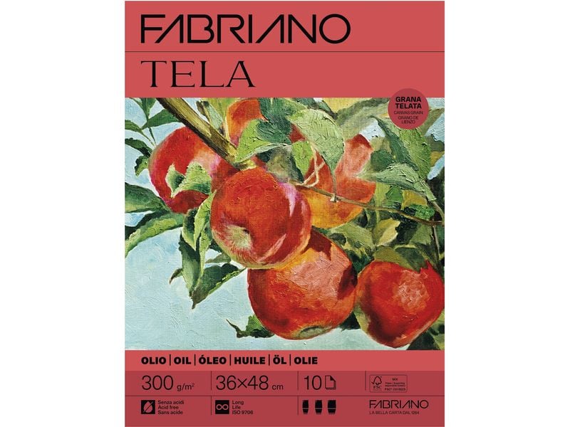 Fabriano Acrylpapier Tela 300g/m², 10 Bl, kalt gepresst