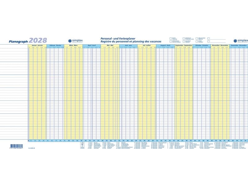 Simplex Jahresplaner Planograph 2028 3er Set
